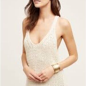 Moth Anthropologie Cream Knit Tank Top Made in Italy Size S